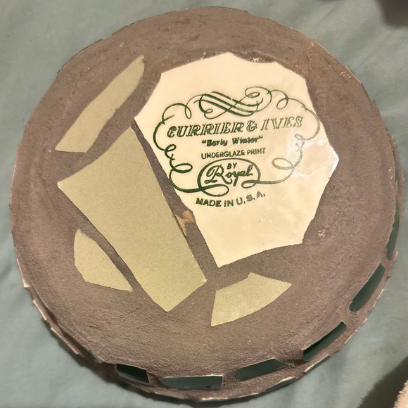 Rare find… currier & Ives underglaze print by Royal.  “Barley Winter” - Picture 3 of 3